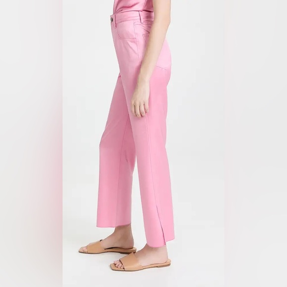 NWT $525 Nanushka Vaeda Navy Glossy Satin 5 Pocket Cropped Flare Pants with Slit - Picture 2 of 9